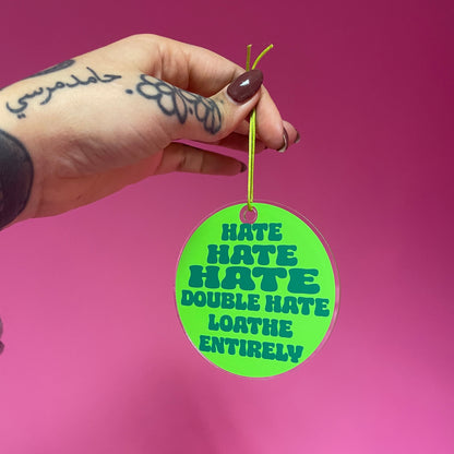 Hate hate hate acrylic christmas tree ornament festive decoration decor