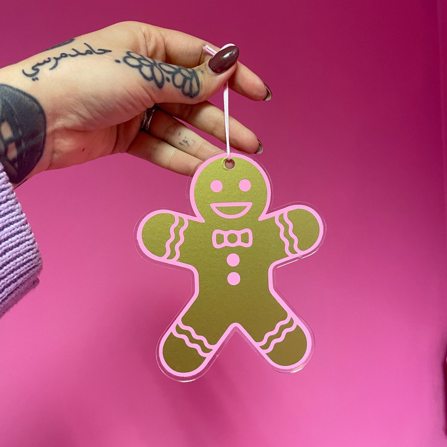 Gingerbread man acrylic christmas tree ornament festive decoration decor