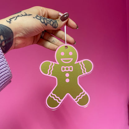 Gingerbread man acrylic christmas tree ornament festive decoration decor