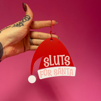 Sluts for santa acrylic christmas tree ornament festive decoration decor
