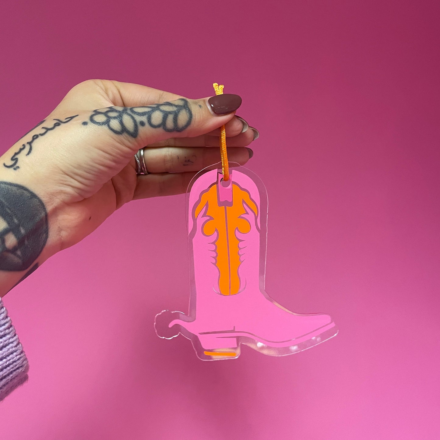 Cowboy boot acrylic christmas tree ornament festive decoration decor