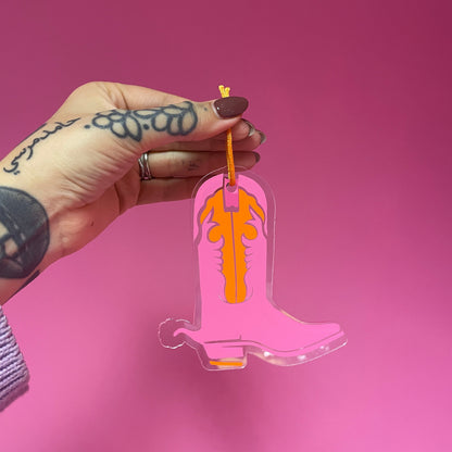 Cowboy boot acrylic christmas tree ornament festive decoration decor