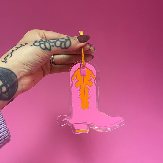 Cowboy boot acrylic christmas tree ornament festive decoration decor