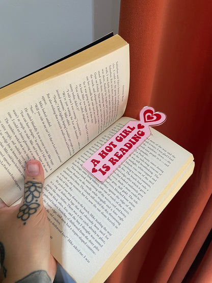 A hot girl is reading acrylic bookmark accessory