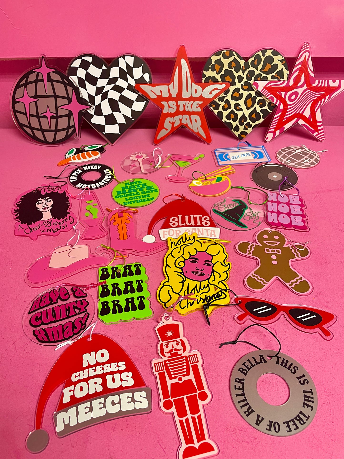 Checkerboard heart acrylic christmas tree topper festive decoration decor