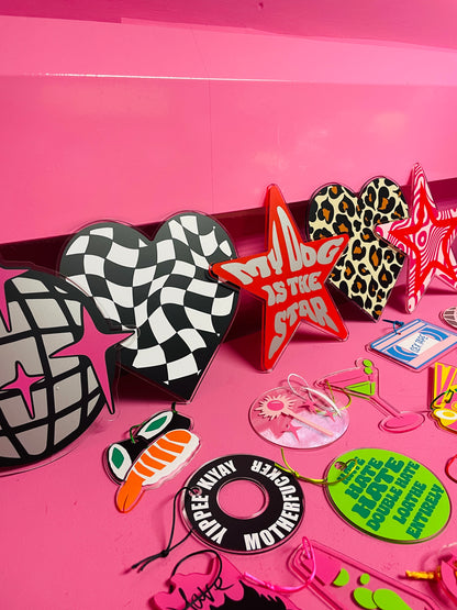 Checkerboard heart acrylic christmas tree topper festive decoration decor