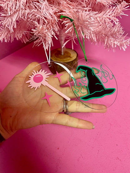 Witches hat acrylic christmas tree ornament festive decoration decor