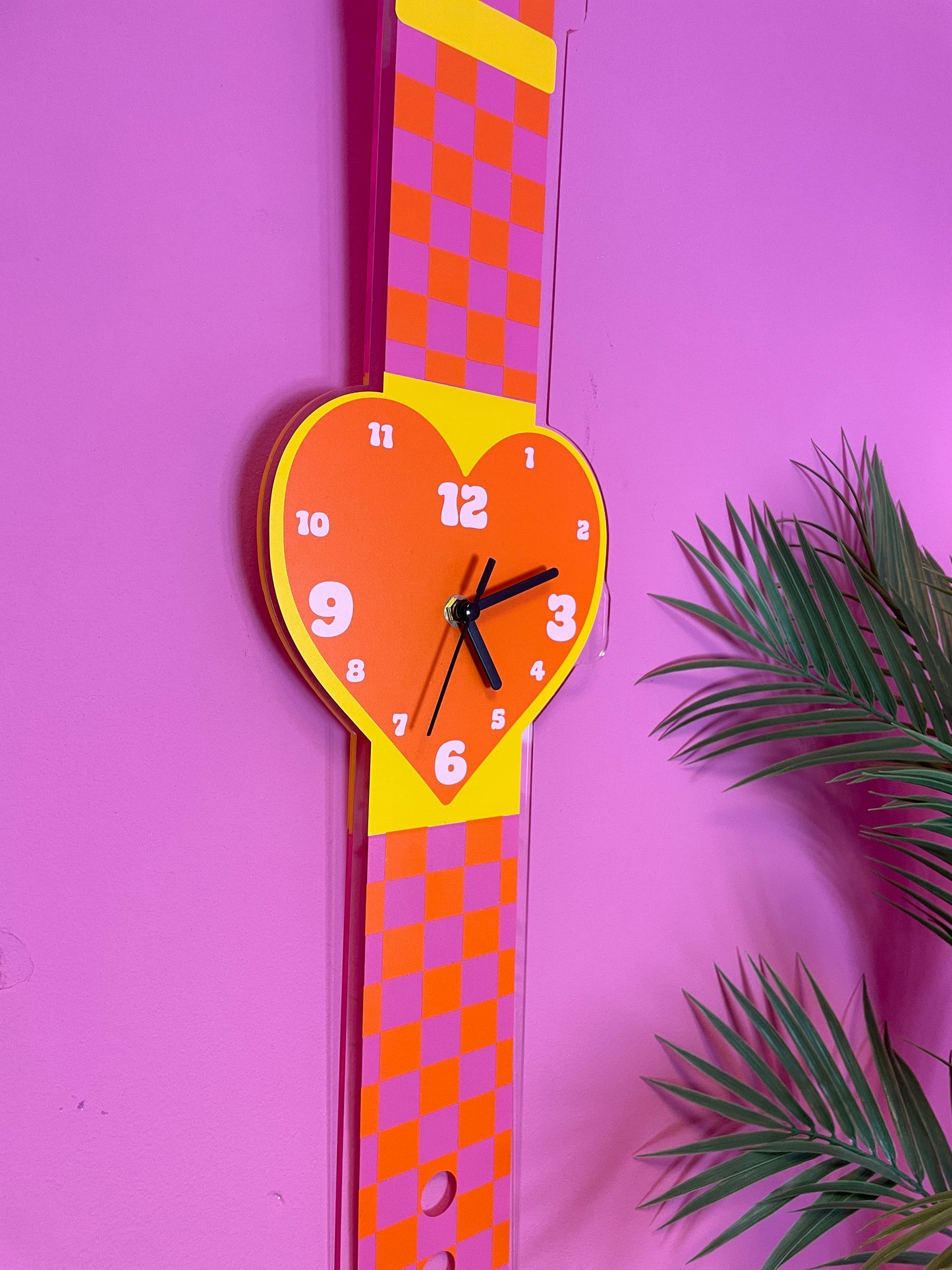 Checkerboard heart watch wall clock decorative silent movement