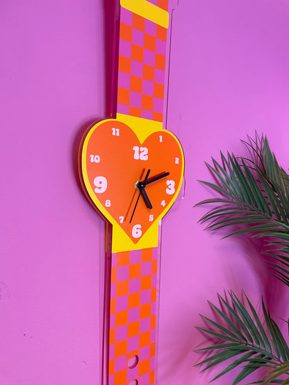 Checkerboard heart watch wall clock decorative silent movement