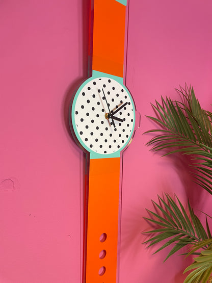 Polka dot watch wall clock decorative silent movement
