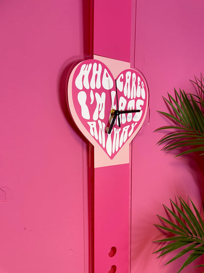 Who cares i'm late anyway heart watch wall clock decorative silent movement