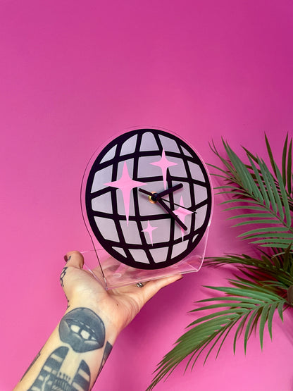 Disco ball table decorative clock silent movement