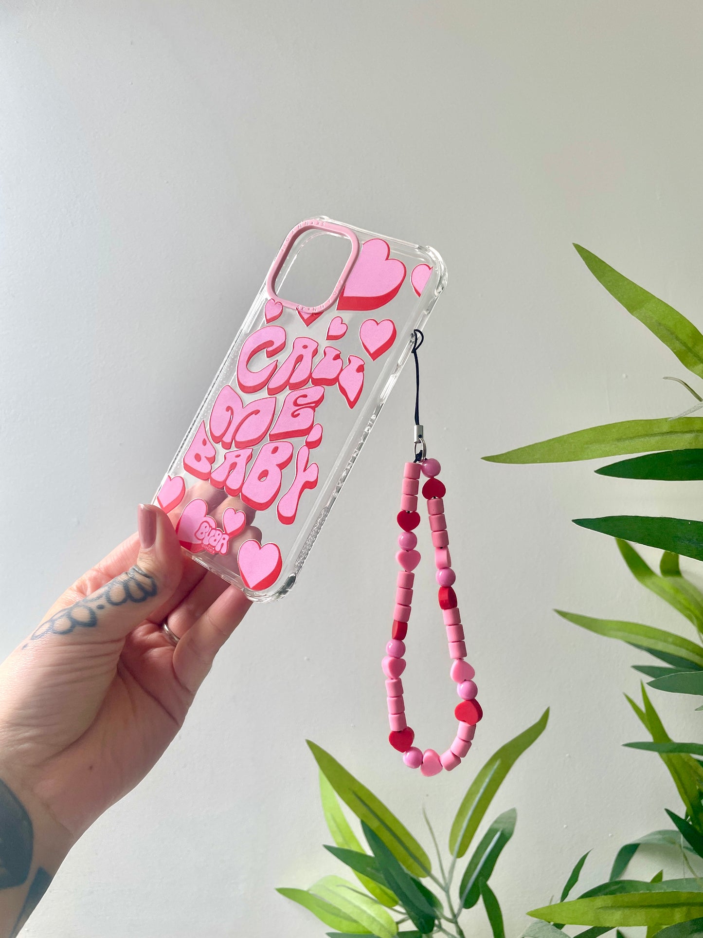 BUBA GOODS x SKINNYDIP limited edition pink and red hearts mobile phone charm strap
