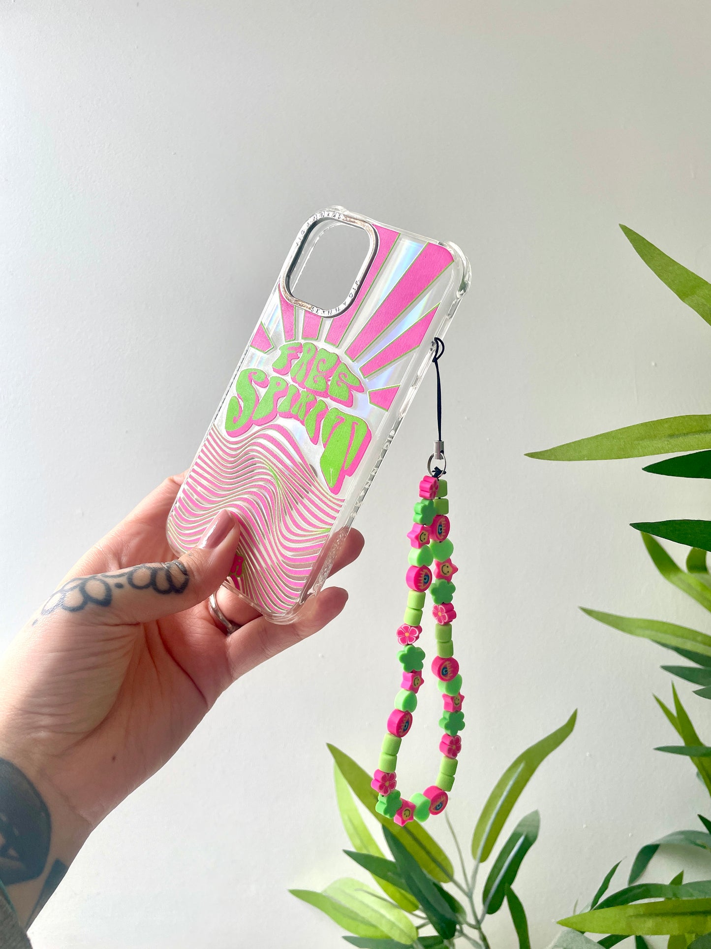 BUBA GOODS x SKINNYDIP limited edition green and pink mobile phone charm strap