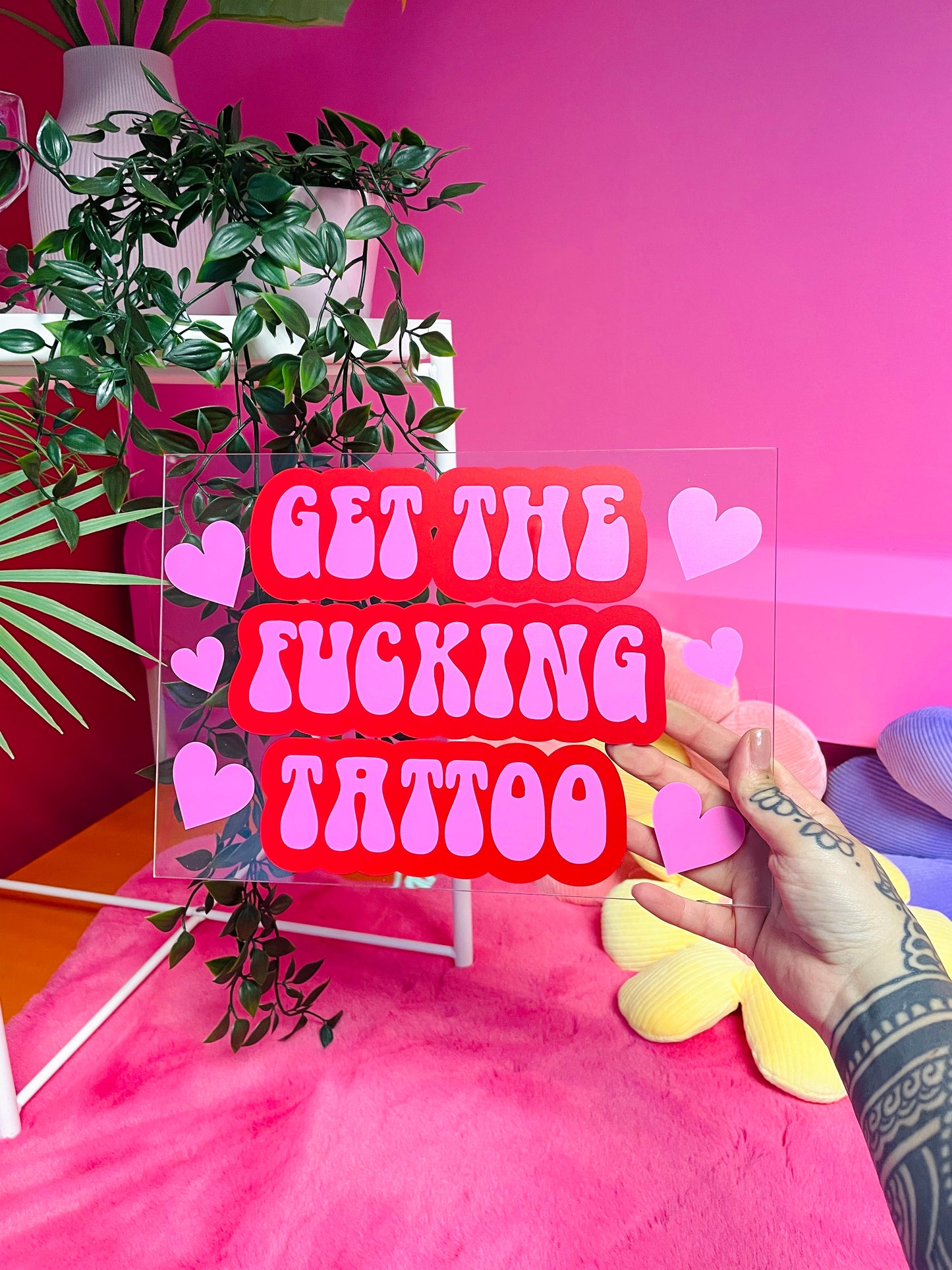 Get the fucking tattoo clear acrylic vinyl poster plaque