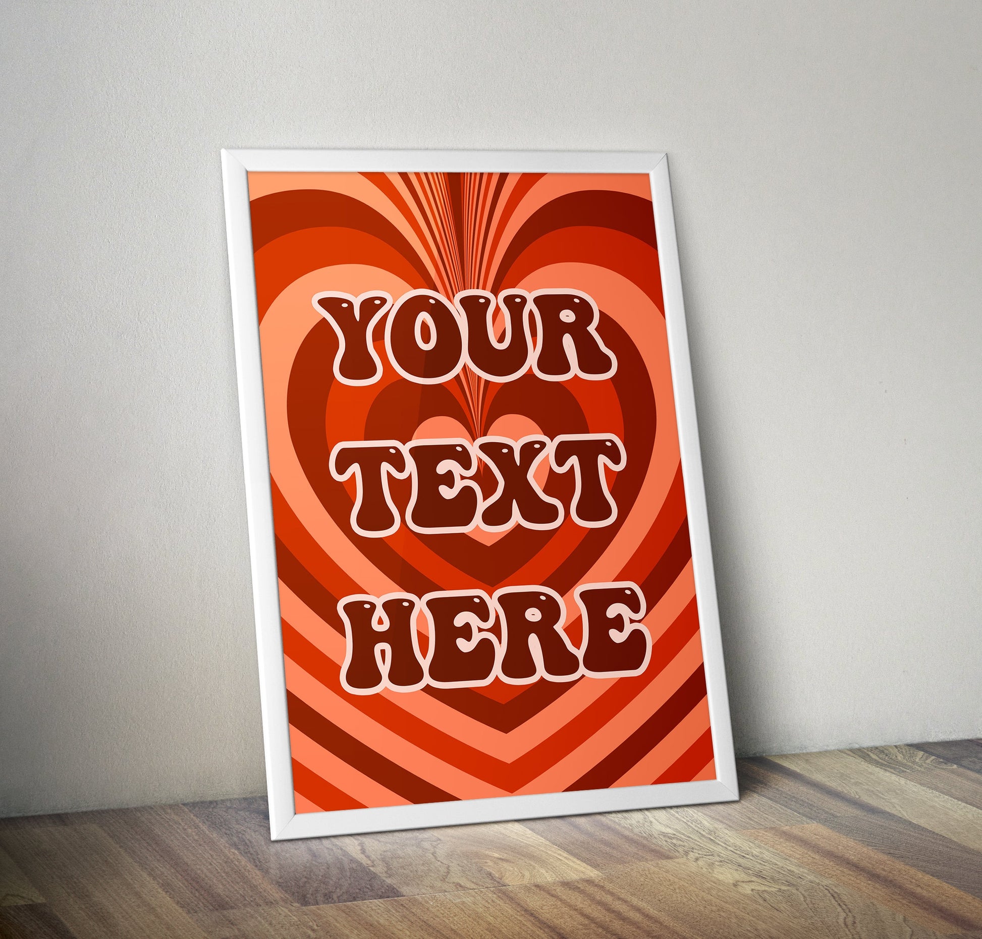 Personalised Retro Hearts Orange Brown Typography Poster Print Poster