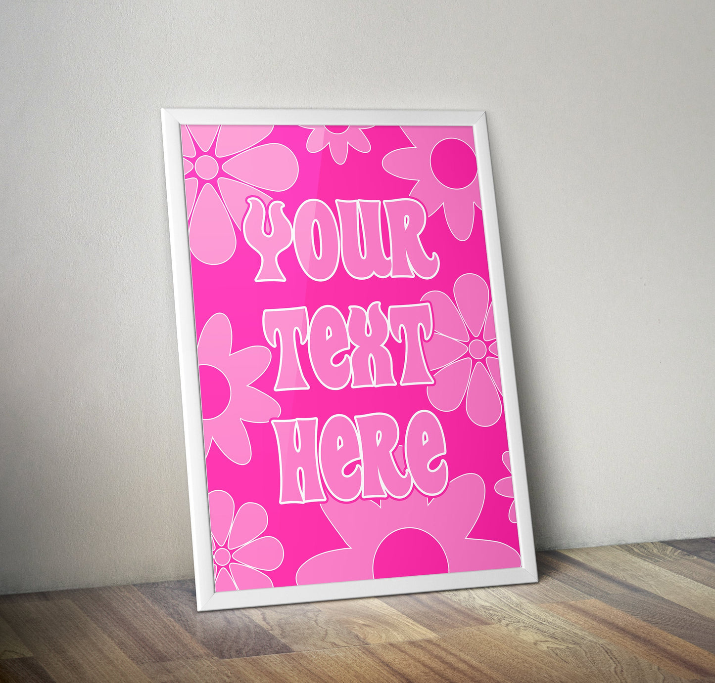 Personalised Flower Pink Typography Poster Print Poster