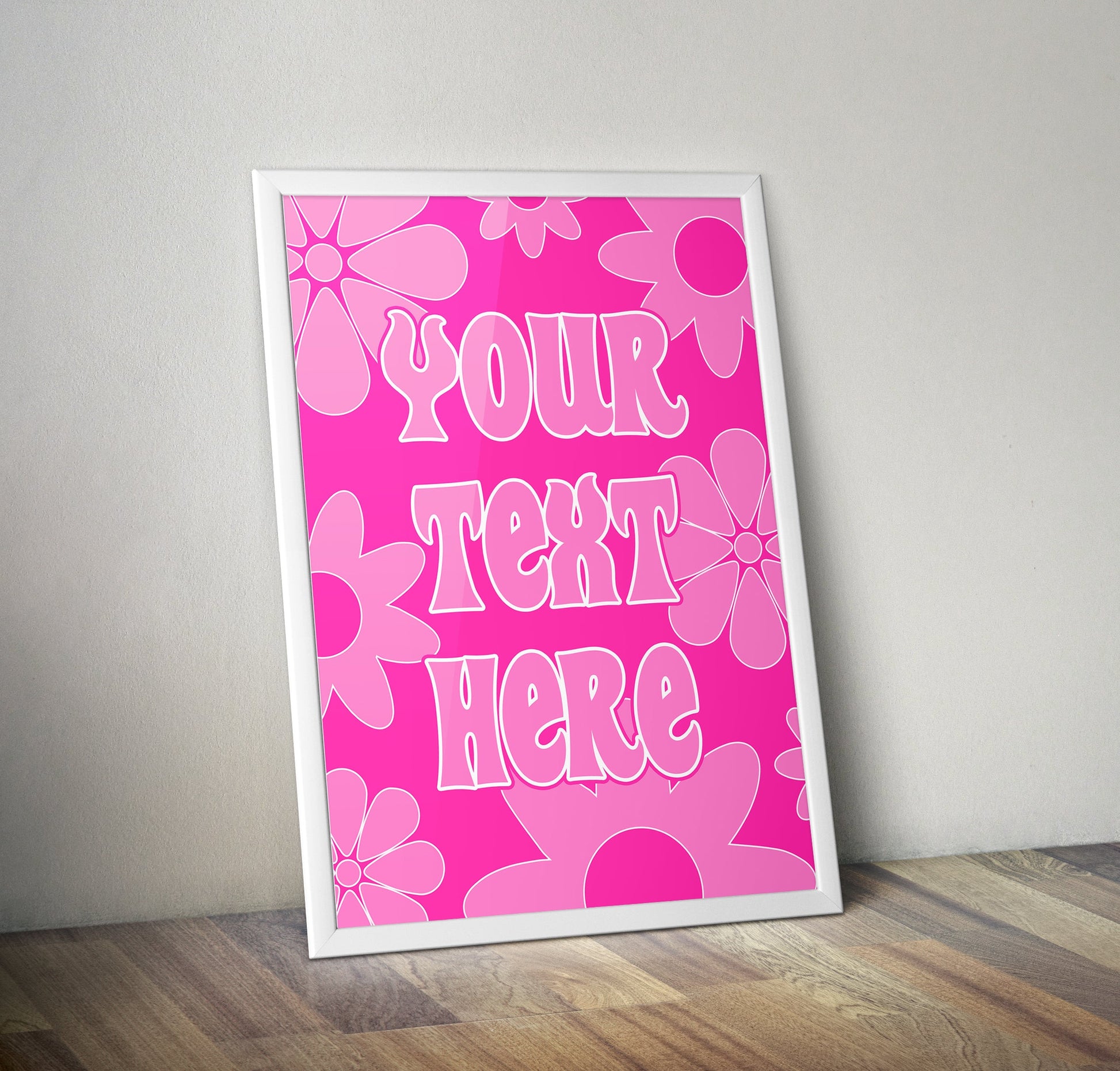 Personalised Flower Pink Typography Poster Print Poster