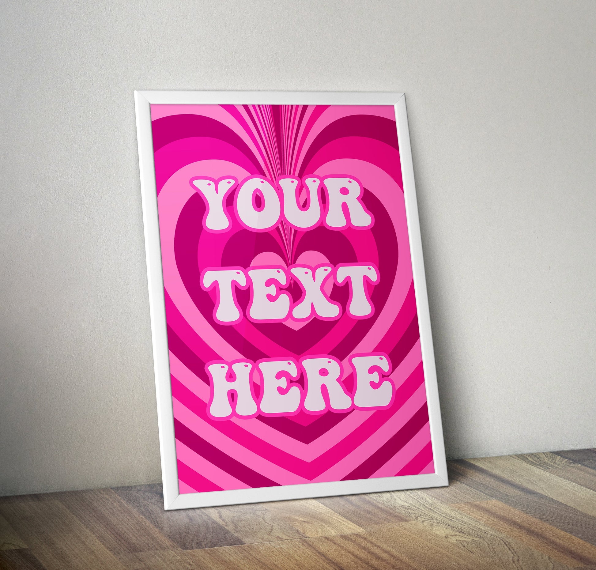 Personalised Retro Hearts Pink Typography Poster Print Poster