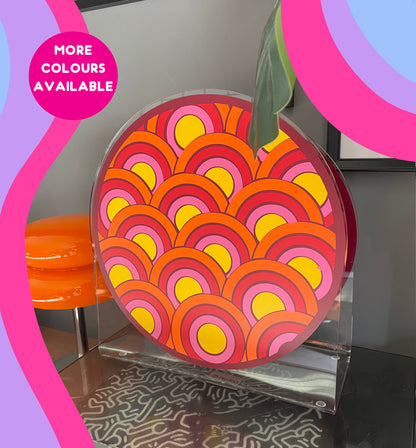 Retro pattern acrylic storage holder for records, books and other storage home decor