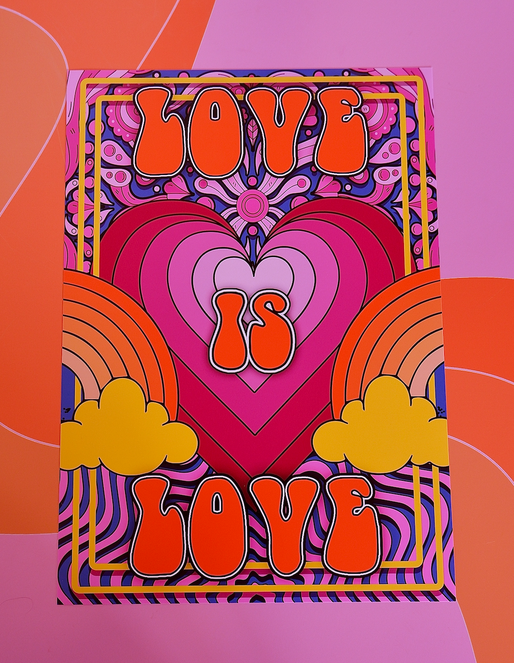 Love Is Psychedelic Hippy 70S Groovy Typography Artwork Poster Print Poster