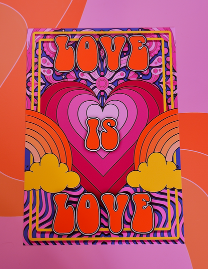 Love Is Psychedelic Hippy 70S Groovy Typography Artwork Poster Print Poster