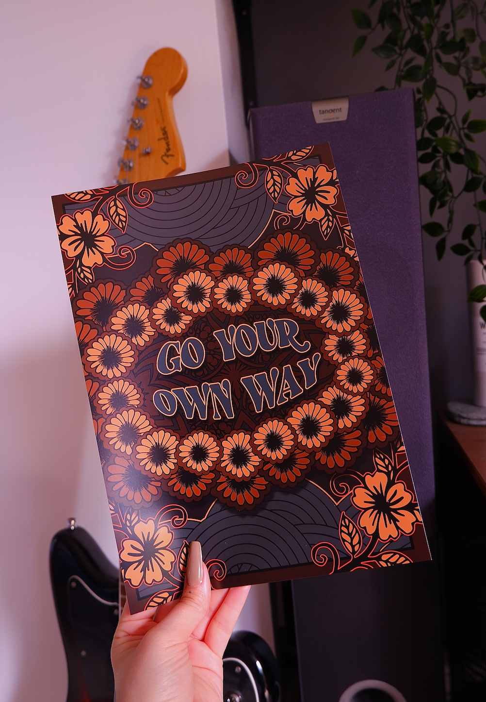 Go Your Own Way Psychedelic Typography Artwork Poster Print Poster