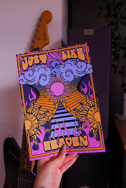 Just Like Heaven Psychedelic 70S Groovy Trippy Typography Artwork Poster Print Poster