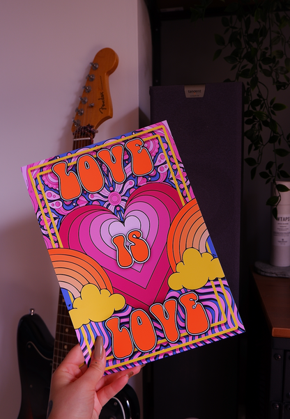 Love Is Psychedelic Hippy 70S Groovy Typography Artwork Poster Print Poster