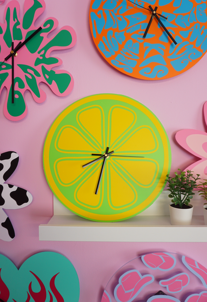 Lime slice circle shaped decorative clock silent movement