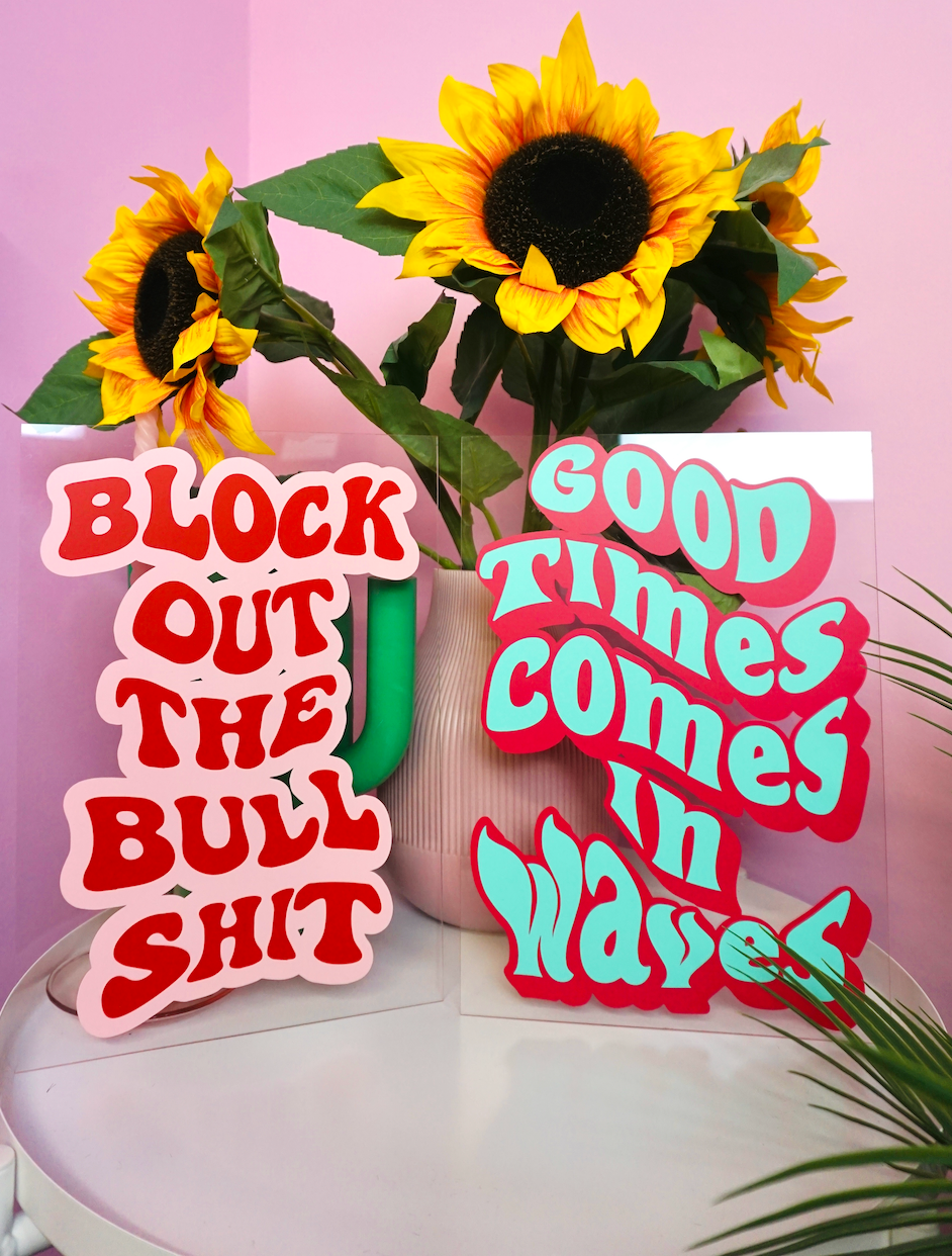 Block out the bullshit clear acrylic vinyl poster plaque