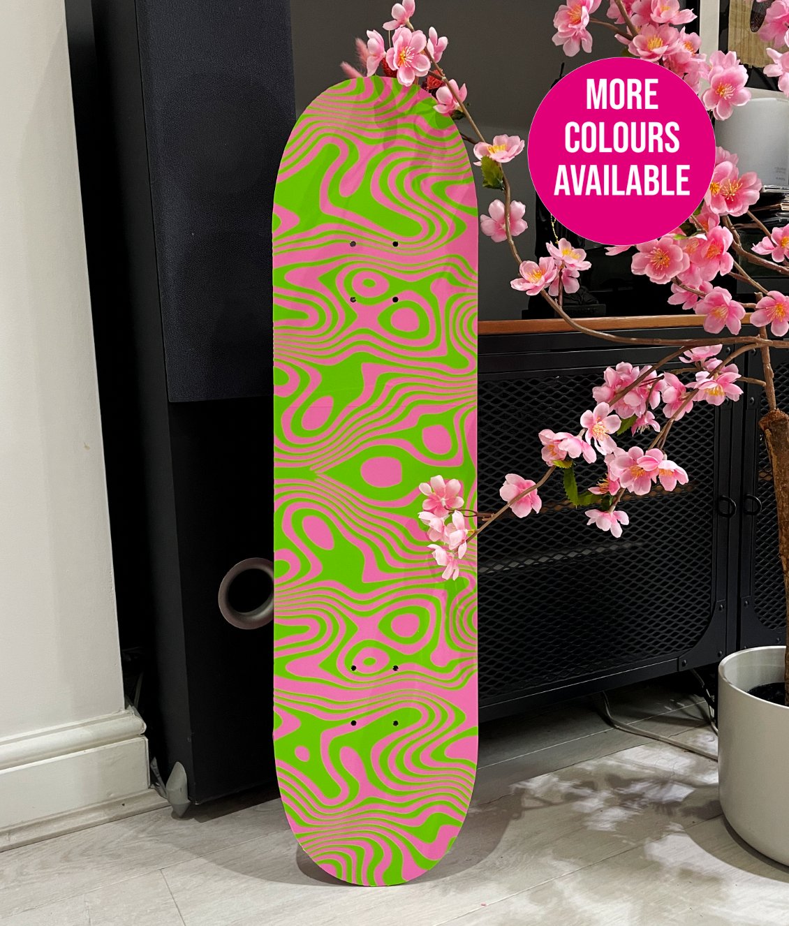 Psychedelic swirl clear acrylic skateboard deck