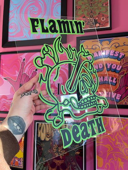 Flamin' Death clear acrylic vinyl poster plaque