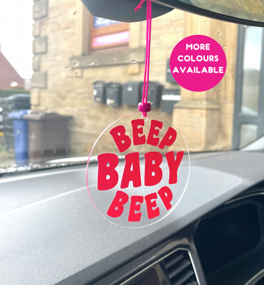 Beep baby beep rearview mirror car accessory charm clear acrylic