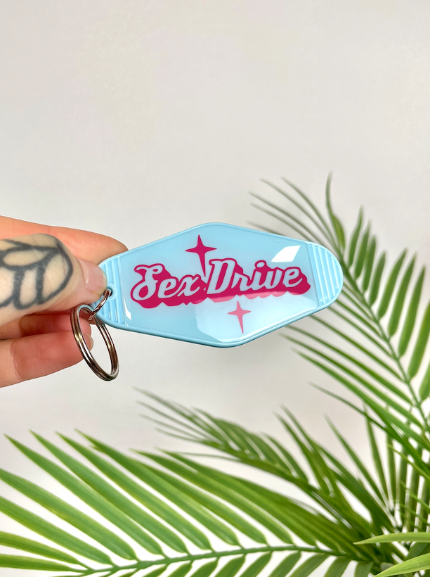 Sex drive motel keychain keyring various colours