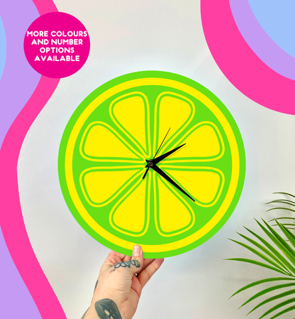 Lime slice circle shaped decorative clock silent movement