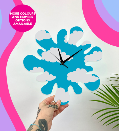 Clouds blob shaped decorative clock silent movement