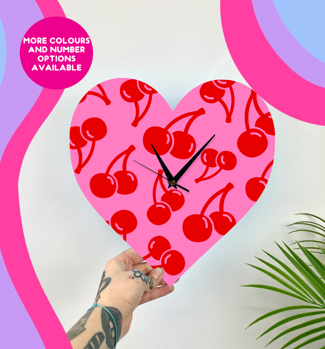 Cherry heart shaped decorative clock silent movement