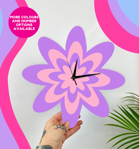 Flower pattern flower shaped decorative clock silent movement