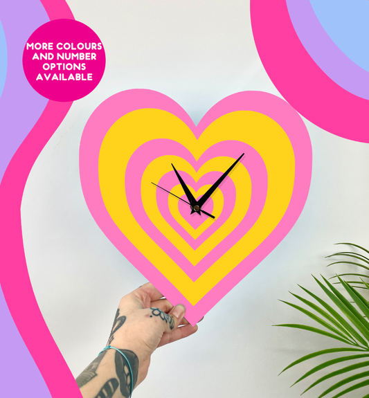 Retro heart pattern heart shaped decorative clock silent movement