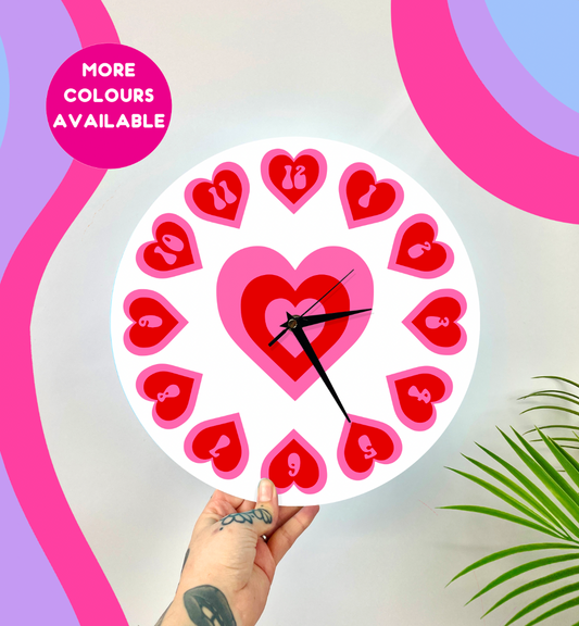 Love heart with numbers circle shaped decorative clock silent movement