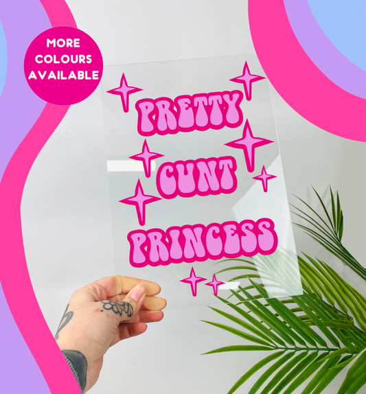 Pretty cunt princess clear acrylic vinyl poster plaque