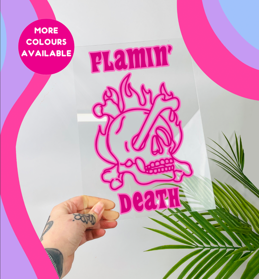 Flamin' Death clear acrylic vinyl poster plaque