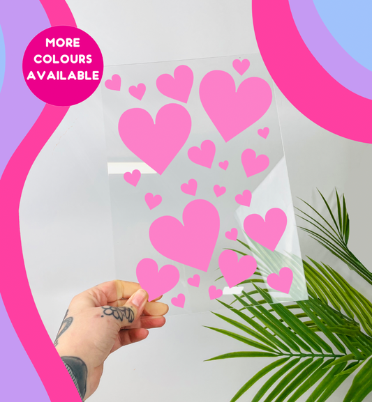 Hearts clear acrylic vinyl poster plaque