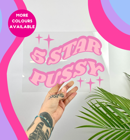 5 star pussy clear acrylic vinyl poster plaque