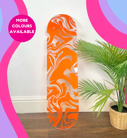 Marble pattern swirl clear acrylic skateboard deck