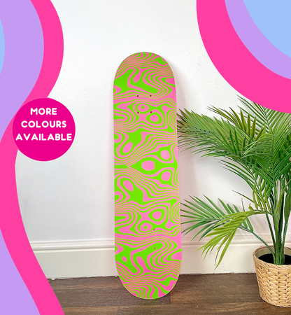 Psychedelic swirl clear acrylic skateboard deck