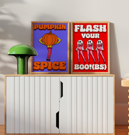 Flash your boo!(bs) ghost unhinged graphic typography artwork poster print