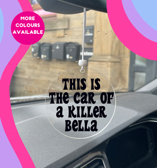 This is the car of a killer rearview mirror car accessory charm clear acrylic