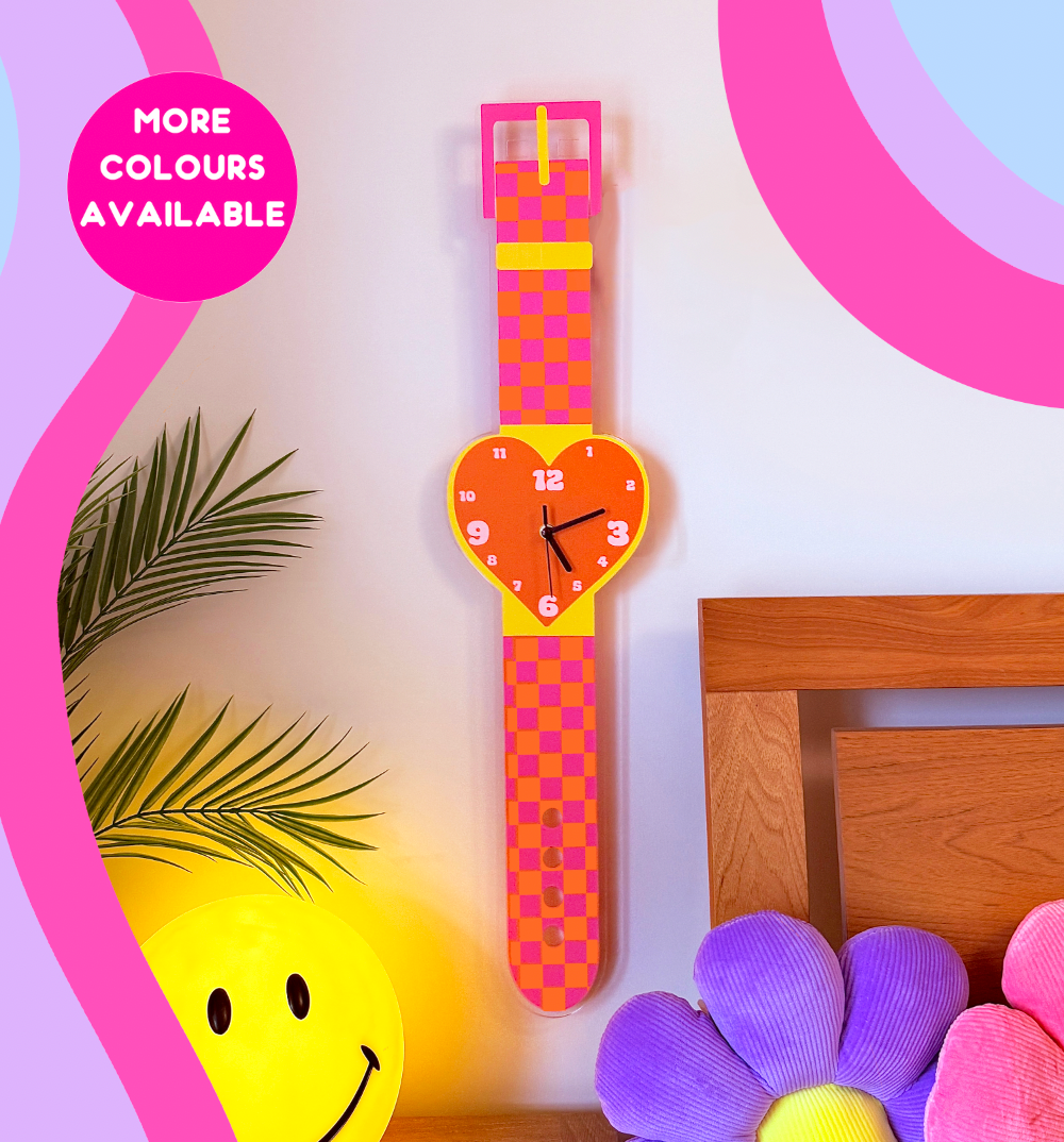 Checkerboard heart watch wall clock decorative silent movement